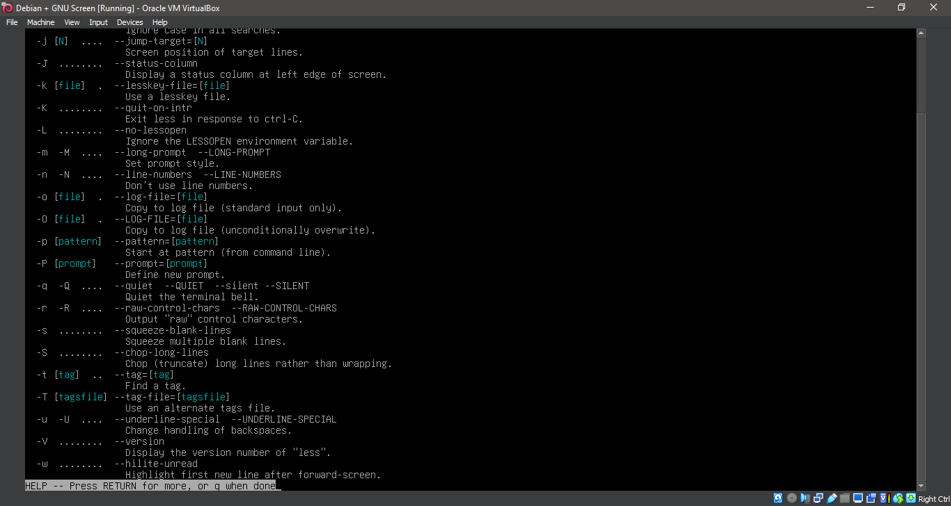 Running 'man screen'